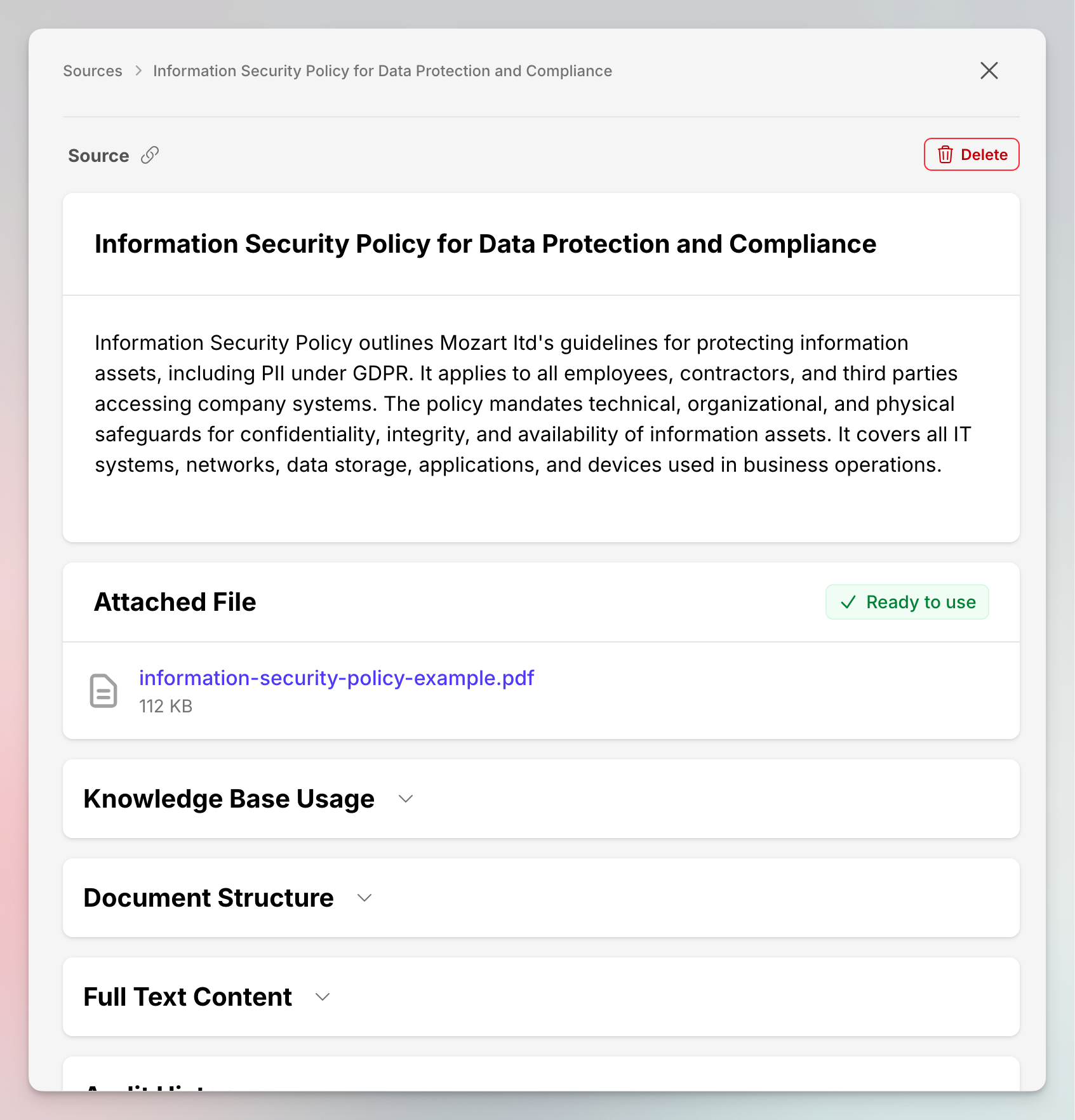 Knowledge Base Screenshot